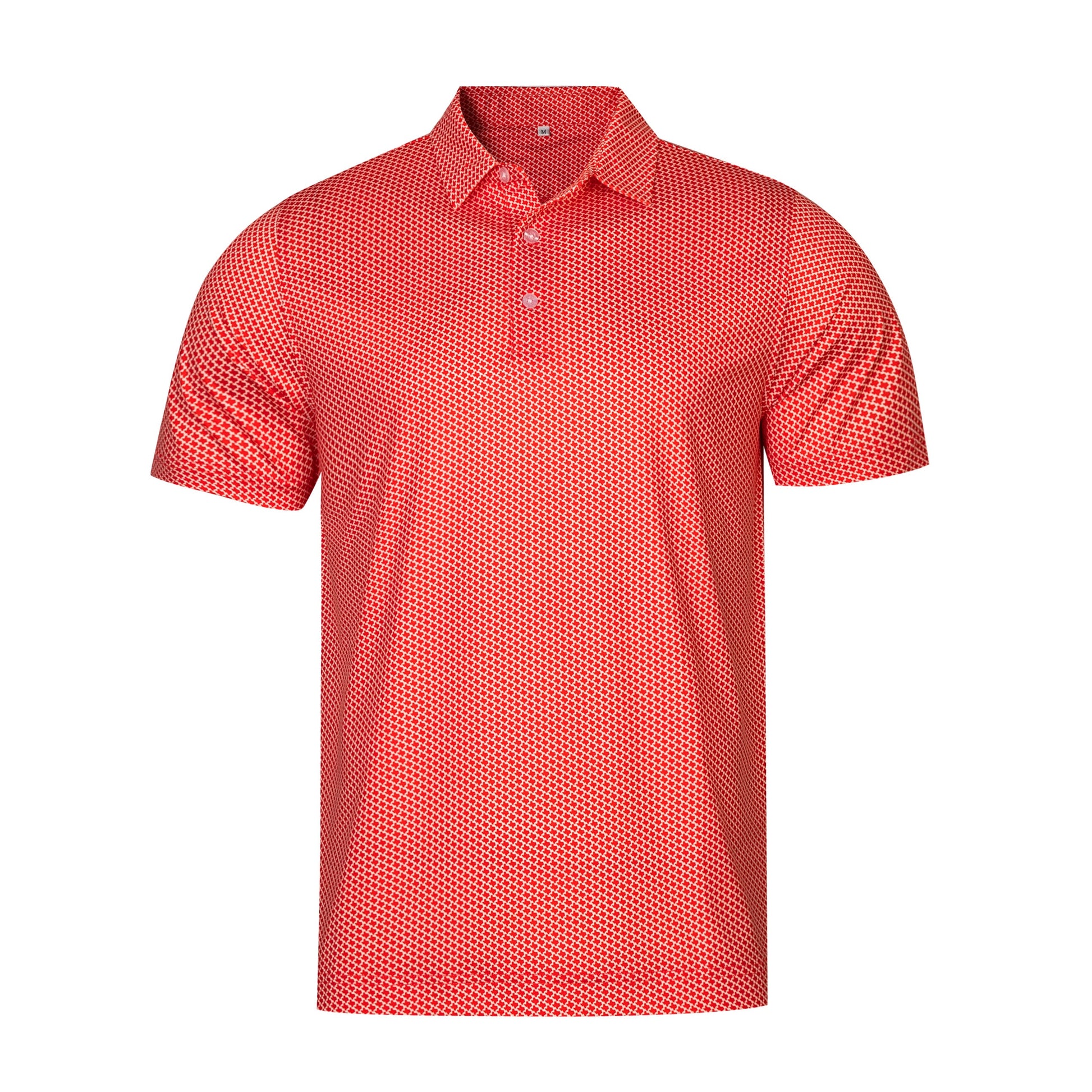 Red houndstooth pattern Antimicrobial quick dry slim fit polo shirt