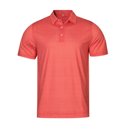 Red houndstooth pattern Antimicrobial quick dry slim fit polo shirt