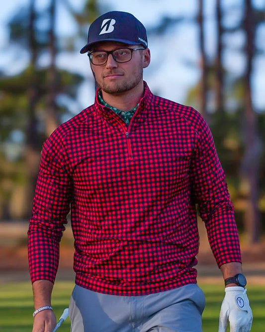 Quarter-zip red pullover