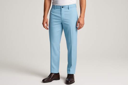 Light Blue Trousers with Contrast - Colored Waistband