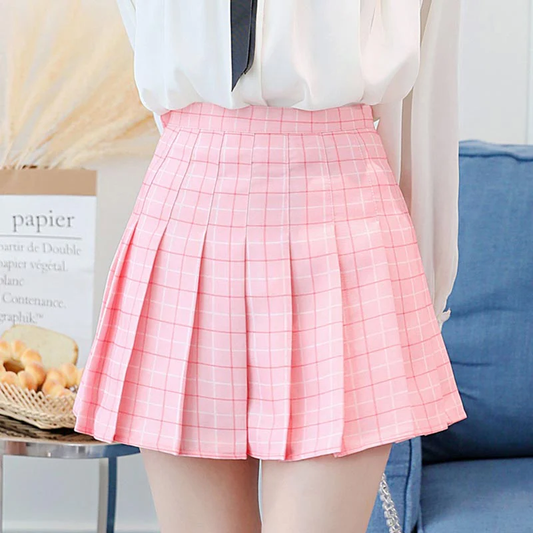 Preppy Plaid Pleated Skirt (Vintage Chic Series)