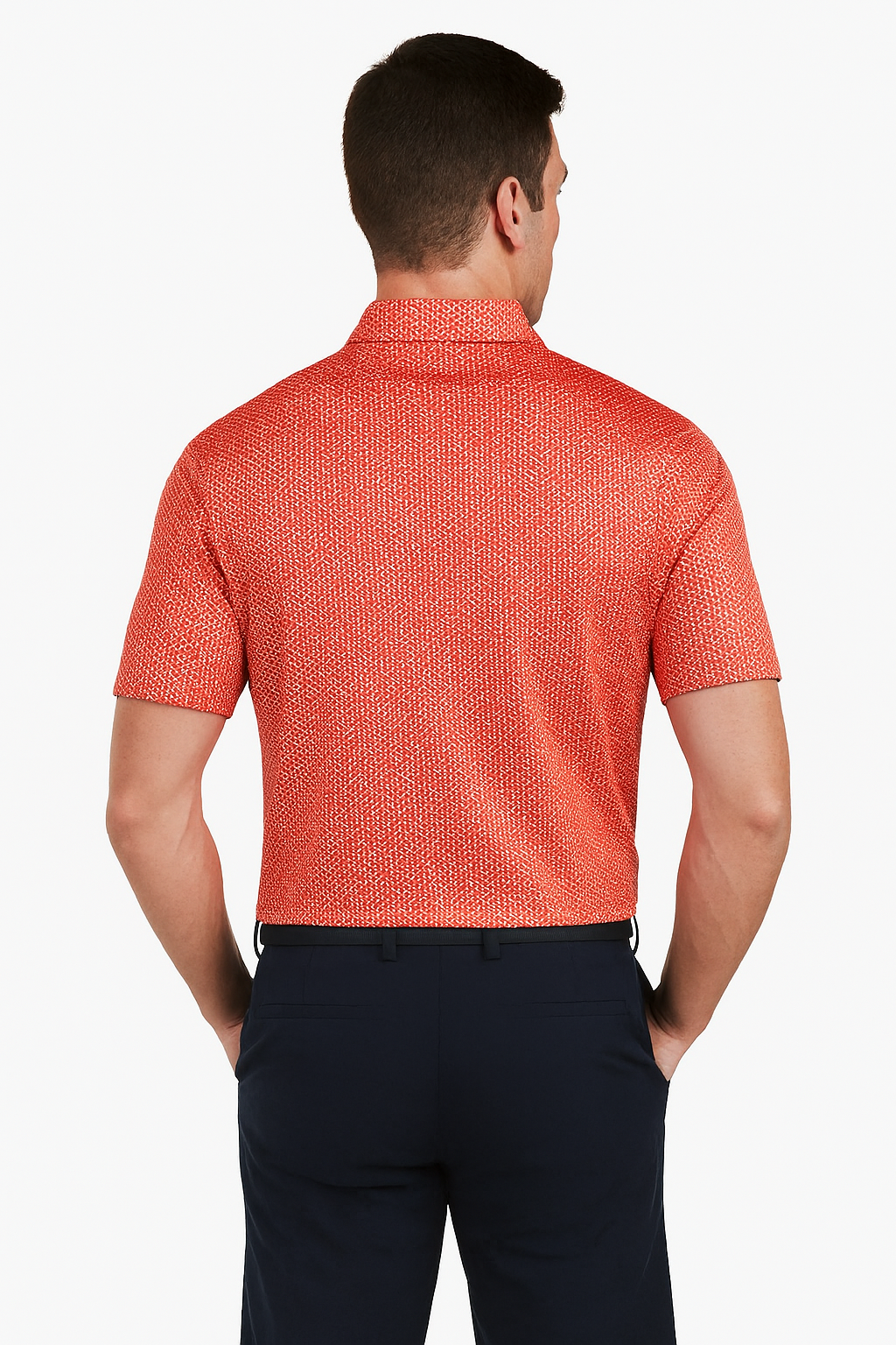 Red Houndstooth Polo Shirt - Slim Fit Antimicrobial Quick Dry Style