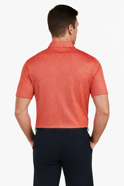 Red Houndstooth Polo Shirt - Slim Fit Antimicrobial Quick Dry Style