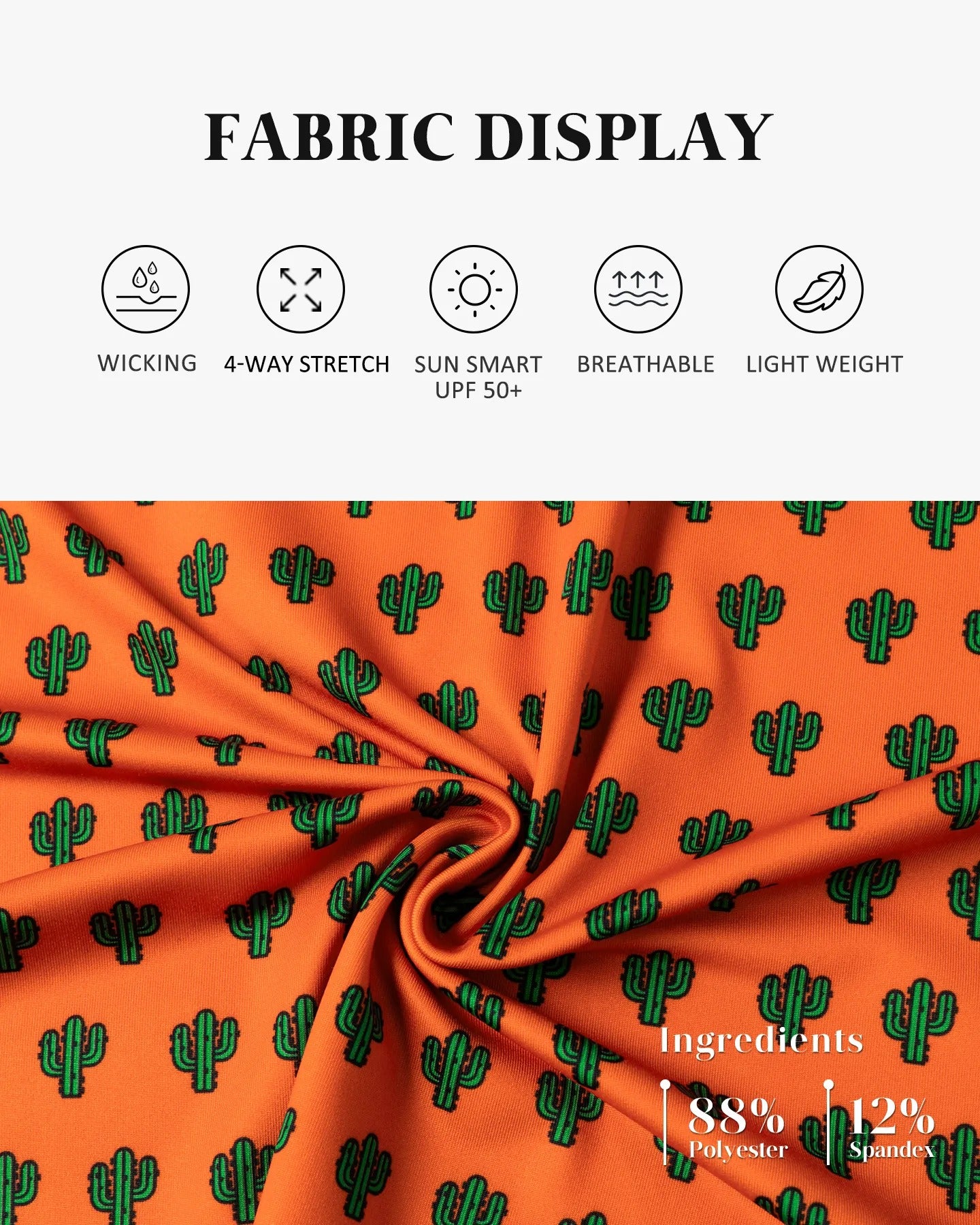 Men’s orange cactus print golf polo shirt