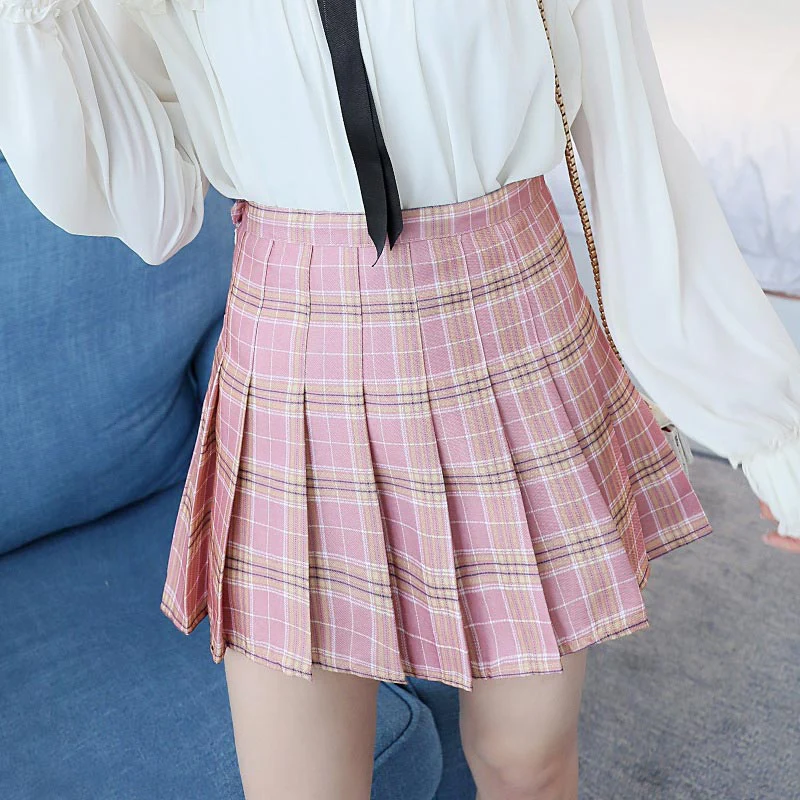 Preppy Plaid Pleated Skirt (Vintage Chic Series)