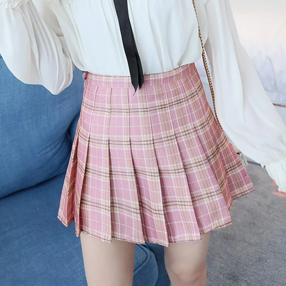 Preppy Plaid Pleated Skirt (Vintage Chic Series)