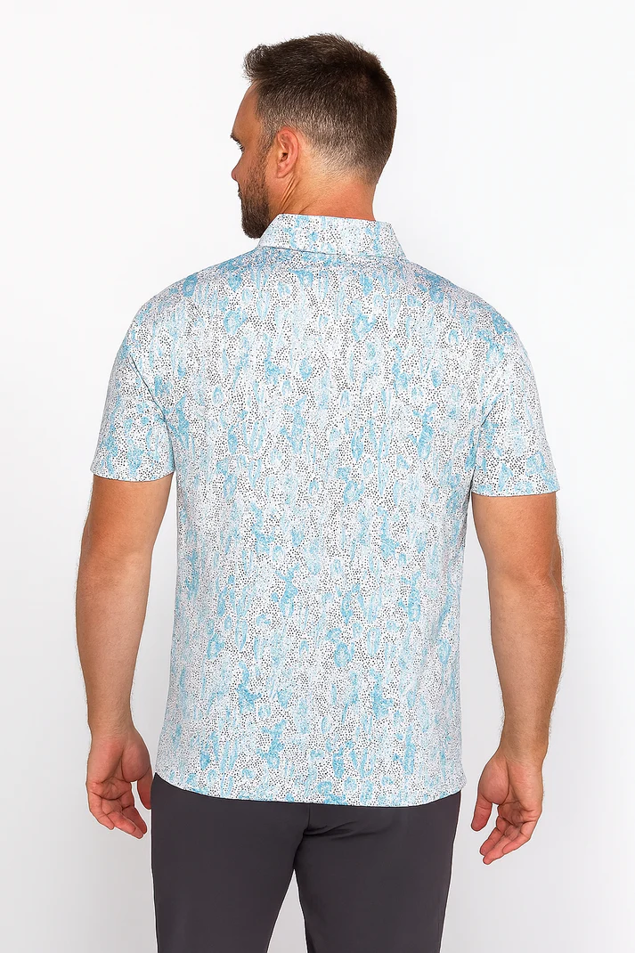 Cactus Print Polo Shirt for Men - Quick Dry Antimicrobial Slim Fit