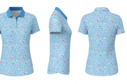 Women's Golf Icon & Heart Print Performance Polo Shirt