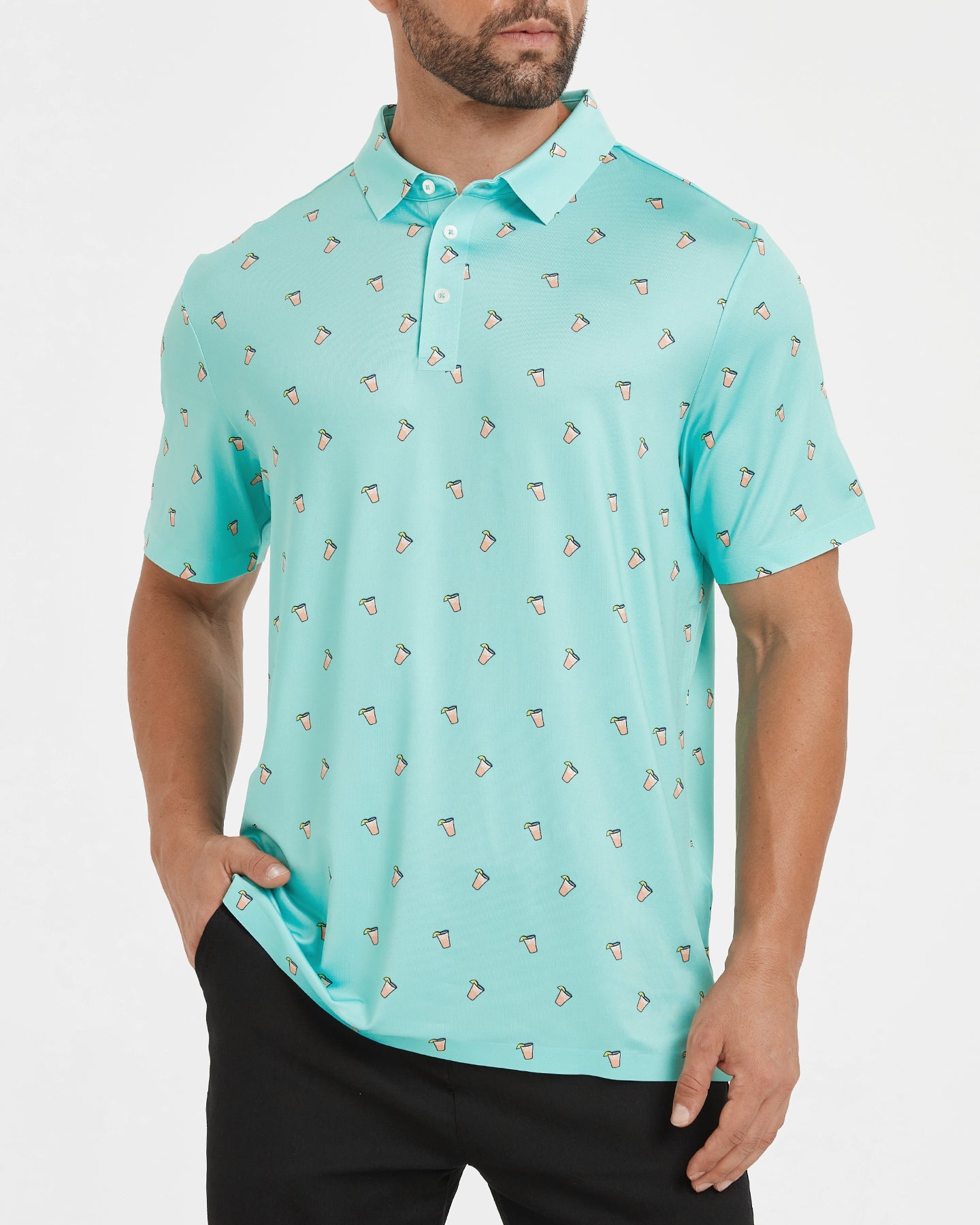 Men's blue summer Iced lemon golf polo shirt