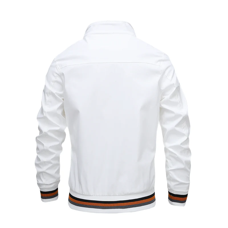 Men's White Retro-Stripe Performance Golf Jacket
