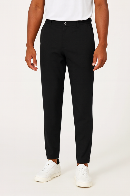Navy Blue Trousers with Contrast - Colored Waistband