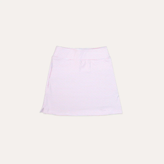 Girls' Pink Mini Pattern Performance Golf Skort