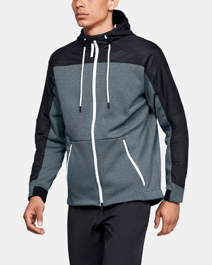 Men's Black & Grey Hybrid Performance Golf Hoodie Jacket