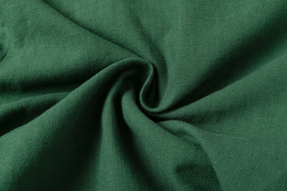 Vintage Green Linen Drawstring Cropped Pants