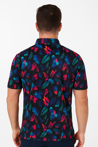 Colorful Tropical Polo Shirt - Antimicrobial Quick Dry Slim Fit