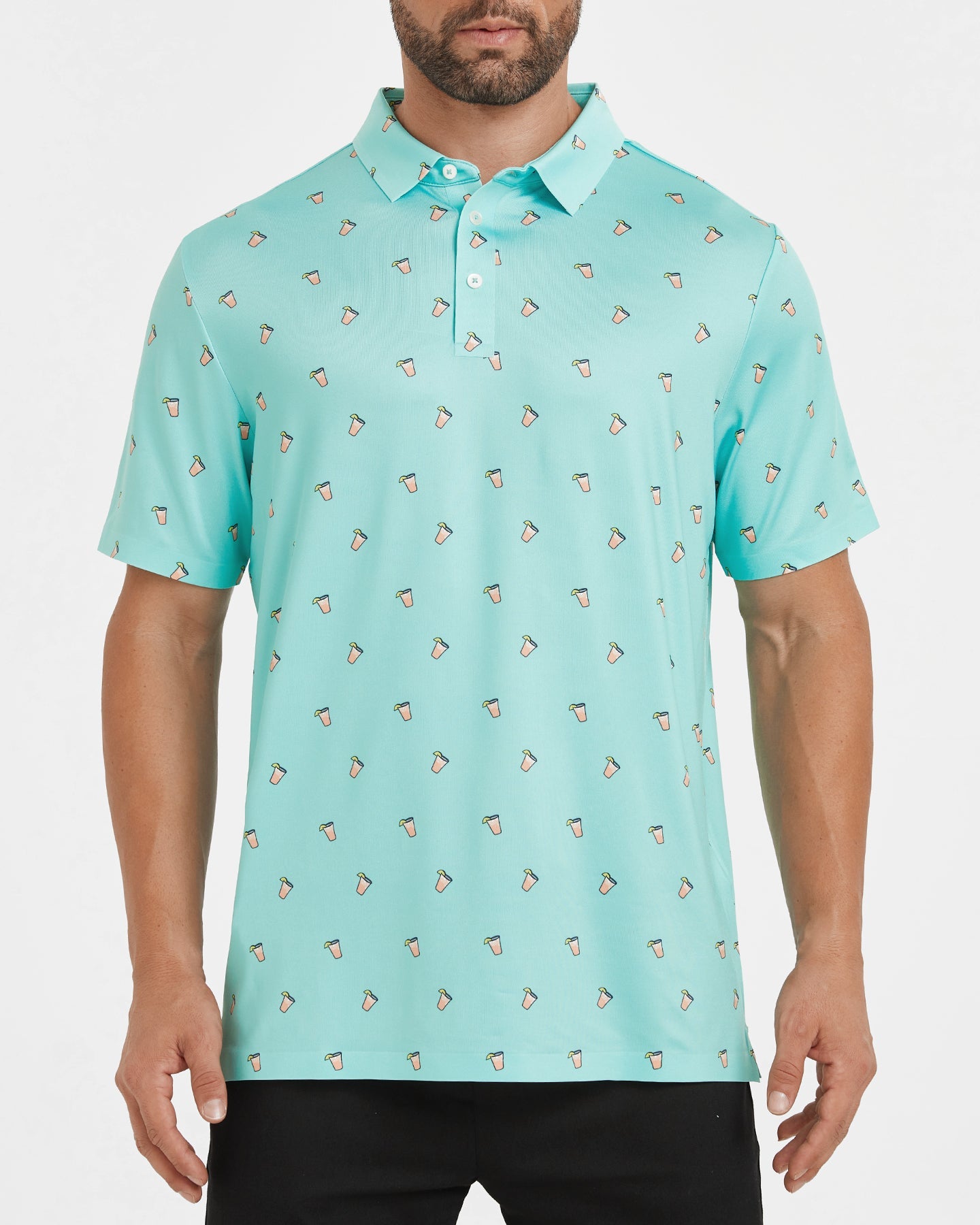 Men's blue summer Iced lemon golf polo shirt