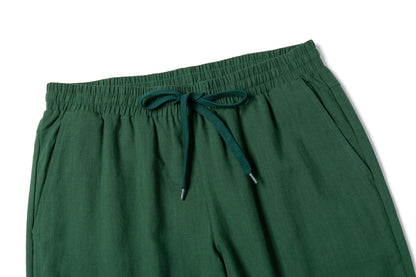 Vintage Green Linen Drawstring Cropped Pants