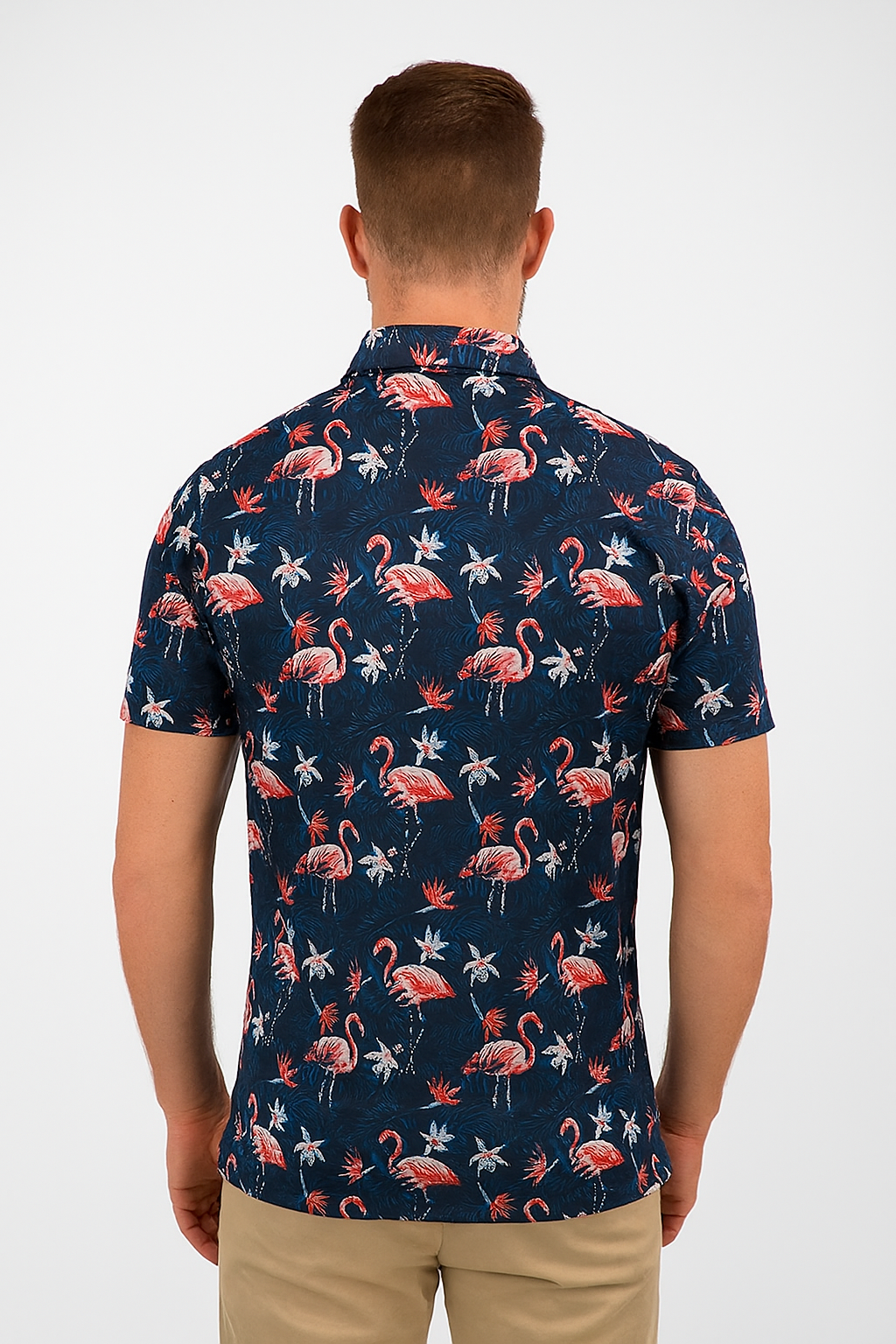 Tropical Flamingo Polo Shirt - Antimicrobial Quick Dry Slim Fit with Floral Pattern Design