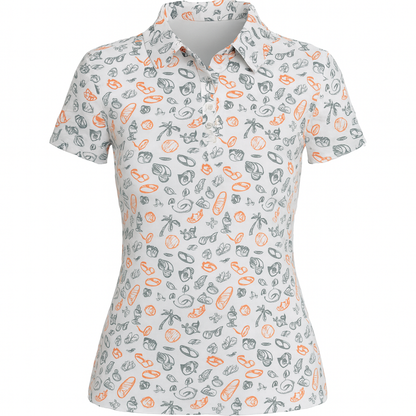 Women's Tropical Shell & Palm Print Performance Polo Shirt