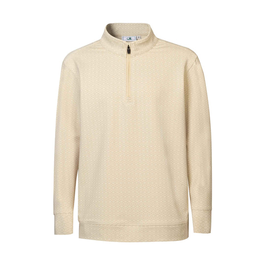 Men's Patterned Quarter-Zip Golf Pullover (Beige Elegance Series)