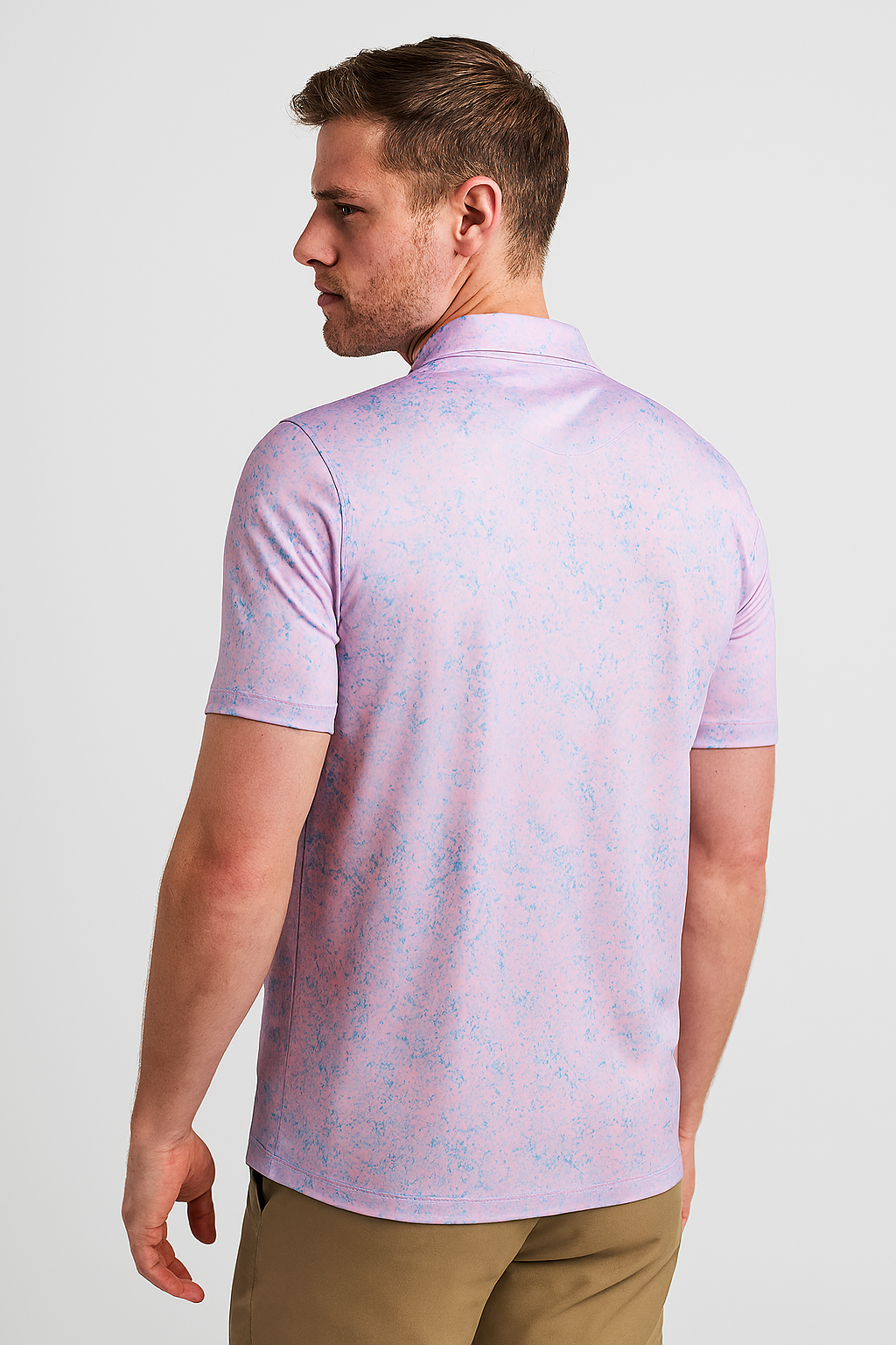 Pink Blue Splatter Polo Shirt - Antimicrobial Quick Dry Slim Fit