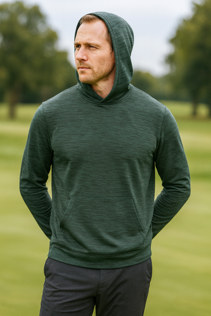 Men's Heathered Golf Hoodie (Forest Green Comfort Series)