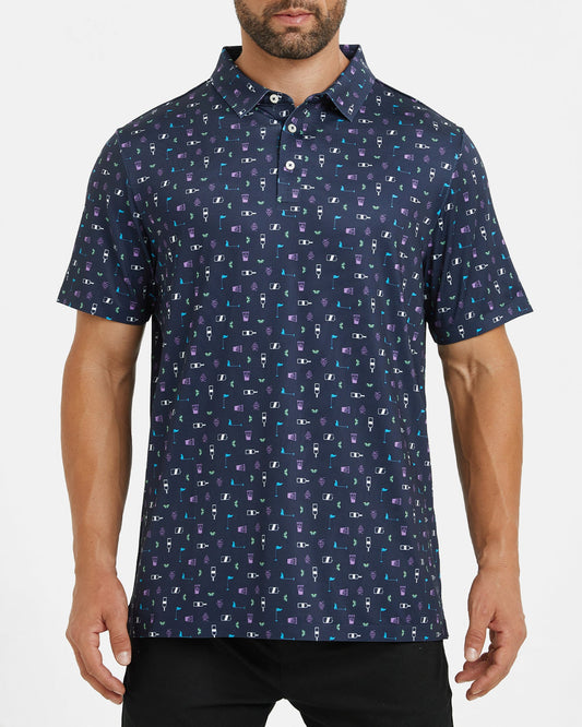 Men's celebration print golf polo shirt