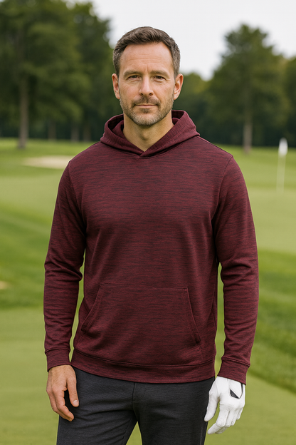 Men's Heathered Golf Hoodie (Burgundy Comfort Series)